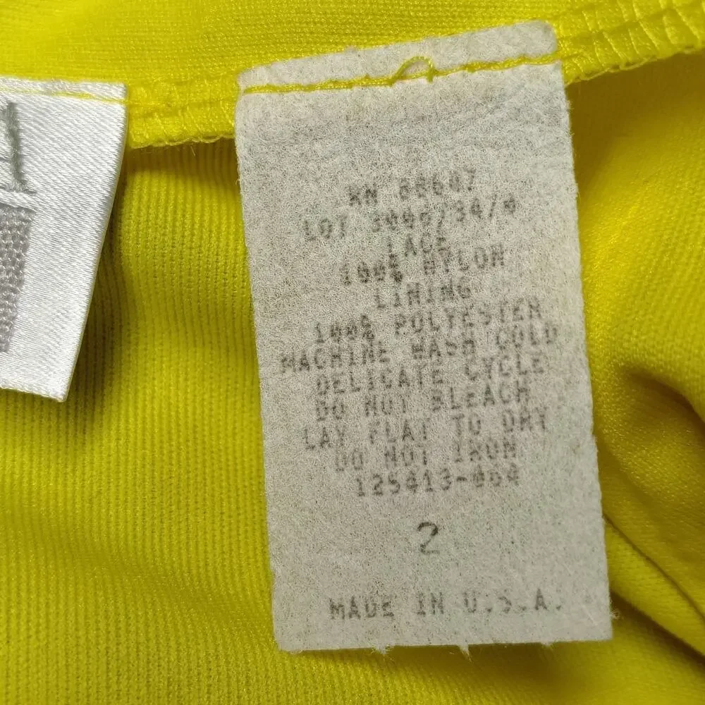 Vtg 90s Victoria Secret Moda Int Lace Midi Skirt Small Yellow Purple USA Sz2 USA